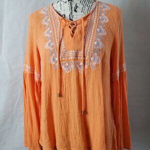 Crown & Ivy Long Sleeve Orange Top - Small